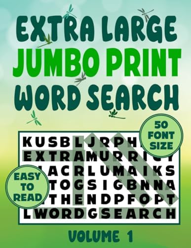 Extra Large Jumbo Print Word Search 50 Font Size - Volume 1: Easy To Read Word Find Puzzles for Older, Senior Eyes by PuzzlePup Publishing