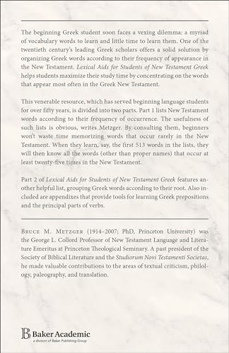 Lexical Aids for Students of New Testament Greek by Bruce M. Metzger