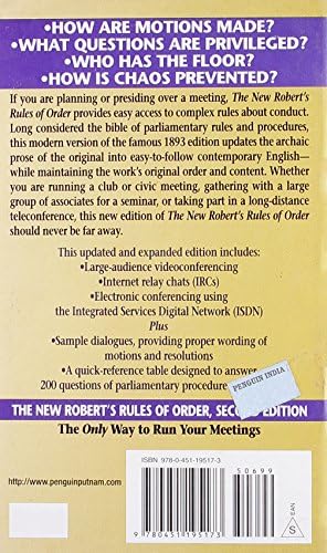 The New Robert's Rules of Order: Completely Revised, Updated, and Expanded for the New Millennium by Mary A. De Vries