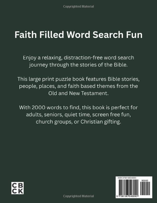 Stories of the Bible Word Search: 100 Large Print Faith Based Puzzles for Adults and Seniors Featuring Bible Stories People and Places by CBCK Creative