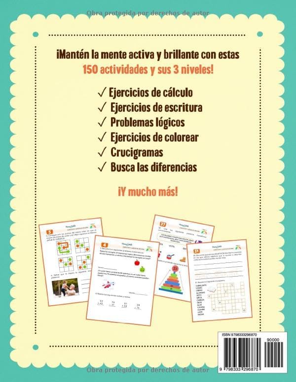 EJERCICIOS Y JUEGOS DE MEMORIA PARA PERSONAS MAYORES: Cuaderno estimulación cognitiva con 150 actividades mentales de entretenimiento - Pasatiempos para personas mayores (Spanish Edition) by Vanesa Català