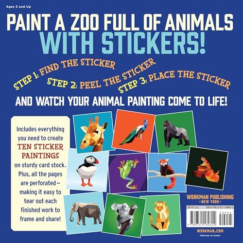 Paint by Sticker Kids: Zoo Animals: Create 10 Pictures One Sticker at a Time! by Workman Publishing