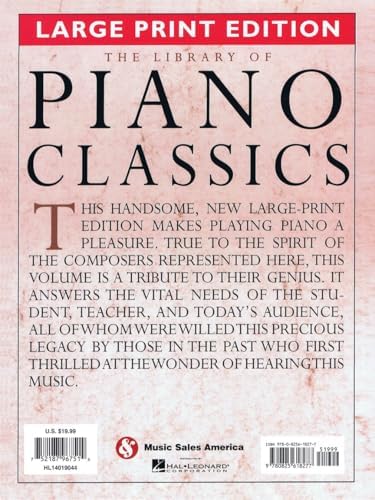The Library of Piano Classics – Large Print Edition | Piano Solo Sheet Music | 51 Beloved Classical Pieces | Music Sales America Songbook for Beginners and Advanced Players by Amy Appleby