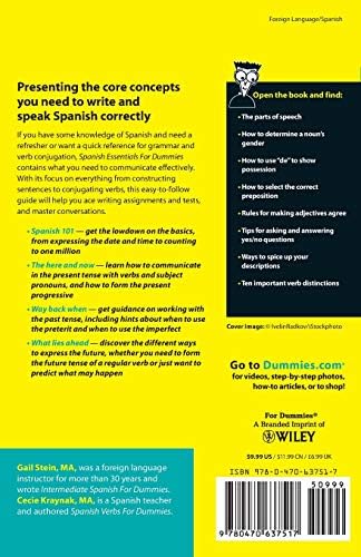Spanish Essentials For Dummies (For Dummies Series) by Gail Stein