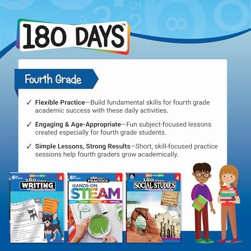180 Days™: Writing Workbook for 4th Grade Ages 9–10 | Paragraph Writing, Writing Organization, Grammar, Editing & Revising for School or Home by Shell Education