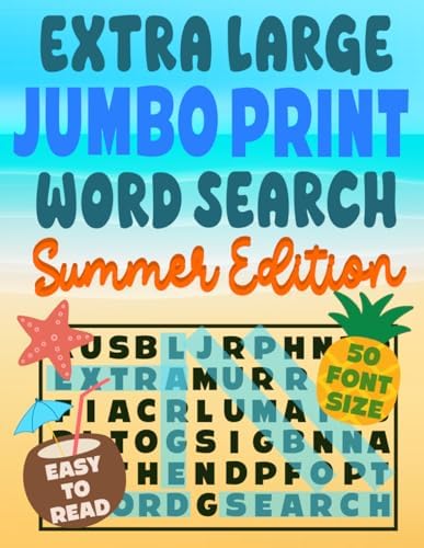 Extra Large Jumbo Print Word Search 50 Font Size - Summer Edition: Easy To Read Word Find Puzzles for Older, Senior Eyes by PuzzlePup Publishing