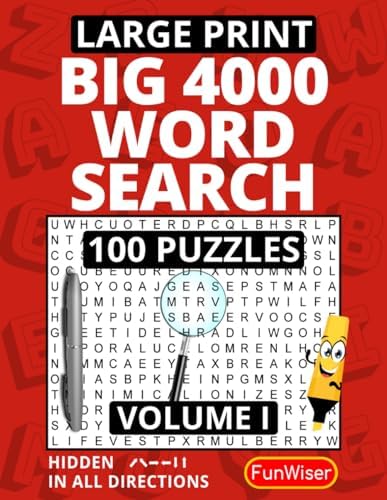 4000 BIG Letter Word Search for Adults, Teens and Seniors - VOL 1 - Large Print: 100 Relaxing Word Search Puzzles - Large Letter Word Find - Brain ... for Adults (FunWiser - BIG Puzzle Books) by FunWiser