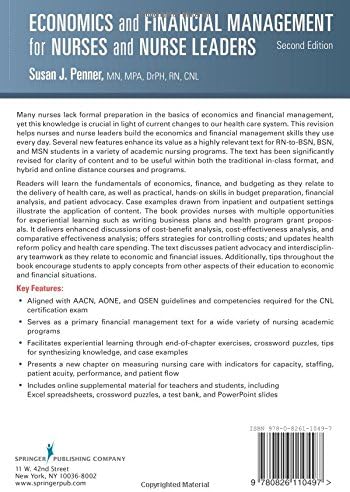 Economics and Financial Management for Nurses and Nurse Leaders: Second Edition by Susan J. Penner