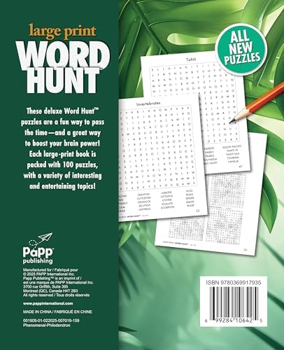 Large Print Word Search Books For Seniors and Adults with 100 puzzles including answers pages, Volume 3 Paperback by PAPP