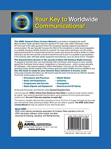 ARRL General Class License Manual for Ham Radio 9th Edition - Complete Study Guide with Exam Questions for Operating on HF Bands and Digital Modes by ARRL Inc.