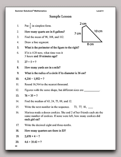 Summer Solutions Math Workbook (Level 4) by Nancy L. MaGraw
