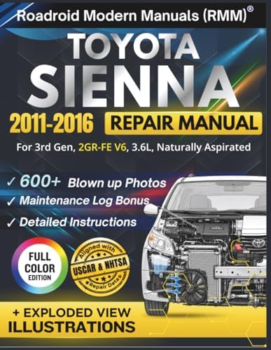 TOYOTA SIENNA 2011-2016 REPAIR MANUAL: Illustrative DIY Guide for the 3rd Gen, 2GR-FE V6, 3.6L Engine | Featuring 600+ High-Resolution Exploded View Diagrams and Step-by-Step Procedures by Vin Kraftman