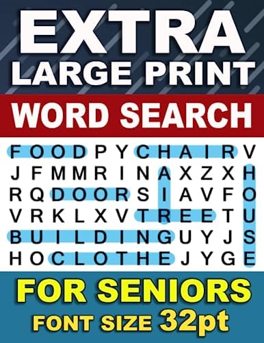 Extra Large Print Word Search For Seniors: 50 Puzzles With Solutions: Jumbo Word Search Puzzles: (Large Font Size 32pt) by NavZ Books