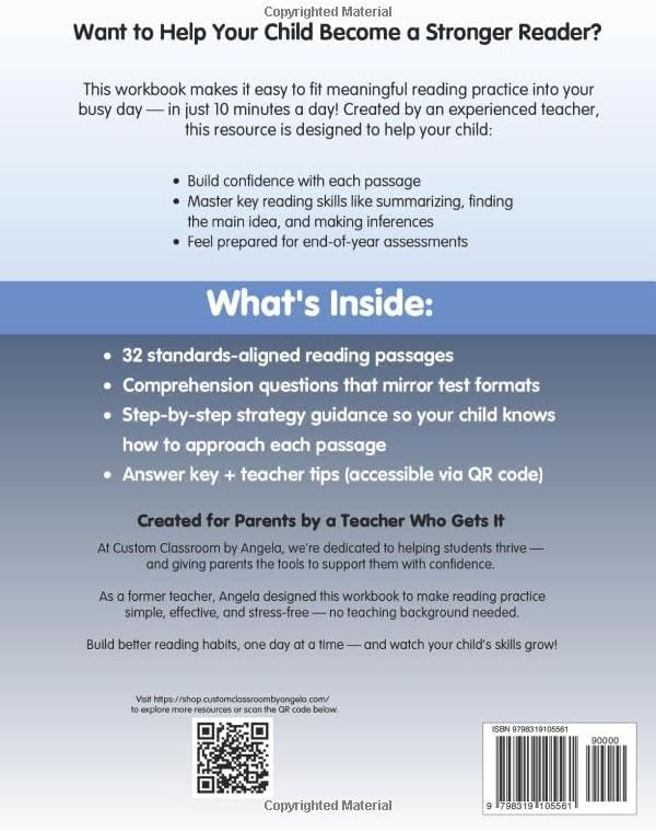 4th Grade Reading Comprehension Workbook: 32 Short Passages with Test-Style Questions for STAAR Prep and Summer Practice: Includes 32 guided reading ... prep, summer learning, and at-home reading by Angela Sultzer