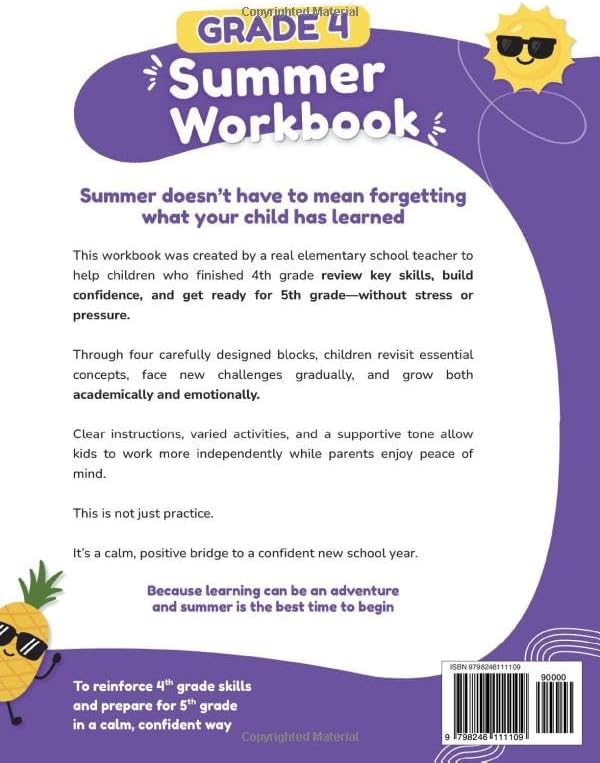 4th Grade Summer Workbook: A Teacher-Created 4th to 5th Grade Summer Workbook with Math, Reading, Writing, Science, SEL and Spanish by Elementary Made Easy