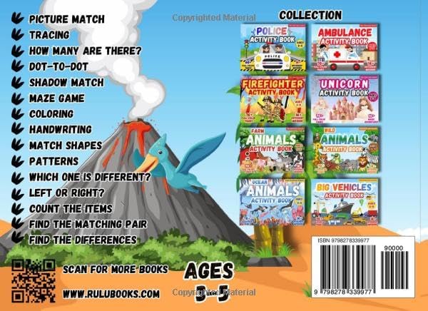 Dinosaur Activity Book for Kids, Ages 3–5: 70+ Fun Missions with Puzzles, Games, Coloring, and More (Full Color Edition): Fun Coloring, Mazes, ... Explorers (Little Explorers Activity Books) by Rulu Books