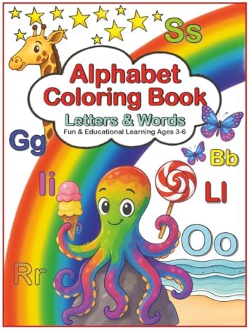 Alphabet Coloring Book Letters & Words: Fun & Educational Learning Ages 3-6 by LuLuBo Press