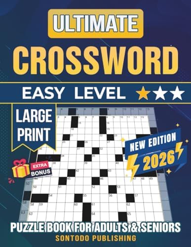 Easy Crossword Puzzle Books For Seniors and Adults - Extra Large Print: Fun and Engaging Brain Exercises To Keep Your Mind Sharp and Healthy, Perfect Gift for Cross Word Lover by Sontodo Publishing