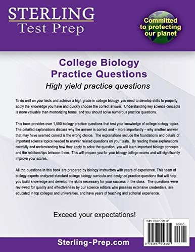 Sterling Test Prep College Biology Practice Questions: High Yield College Biology Questions with Detailed Explanations by Sterling Test Prep
