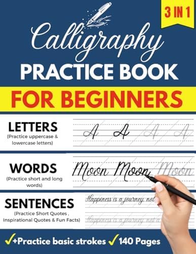 Calligraphy practice book: Modern Calligraphy and hand lettering for adults and kids, penmanship workbook for beginners to learn writing skills by Maryasine Books