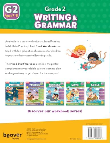 Head Start Writing & Grammar Workbooks: Ages 7-8 - 2nd Grade Prep with Sticker Sheet (Grade 2 Workbook) by PAPP