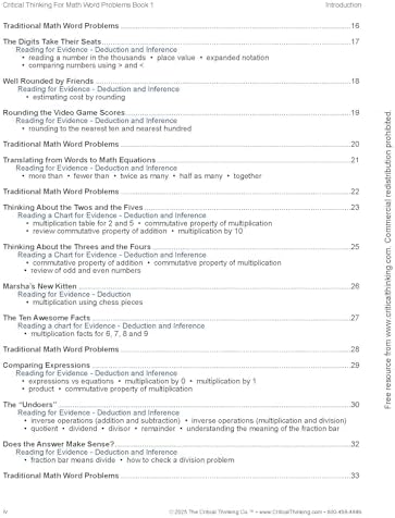 Critical Thinking for Math Word Problems Grades 3-4 Learning Workbook Activity Book 1 to Build Problem Solving and Math Confidence by Terri Husted