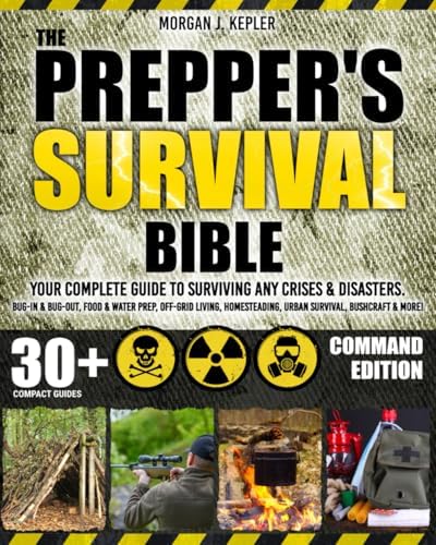 The Prepper’s Survival Bible: Your Complete Guide to Surviving Any Crises & Disasters. Bug-In & Bug-Out, Food & Water Prep, Off-Grid Living, Homesteading, Urban Survival, Bushcraft & More! by Morgan J. Kepler