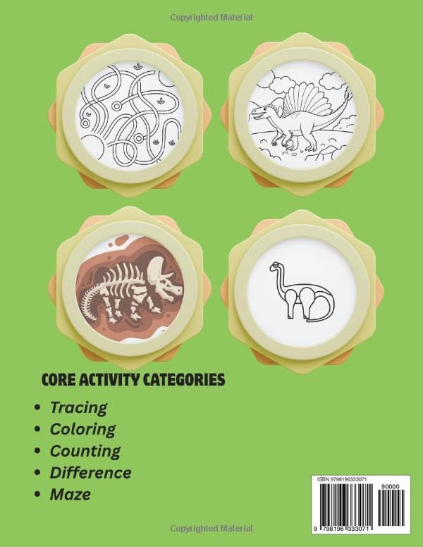 Dinosaur Activity and Coloring Book for Kids | A Dinosaur Activity Adventure | Ages 3-7 | Brain Games | Dino gift for boys and girls: Simple Shapes, ... | Activity Book for Kids | Mazes and Coloring by Jenny Shabi