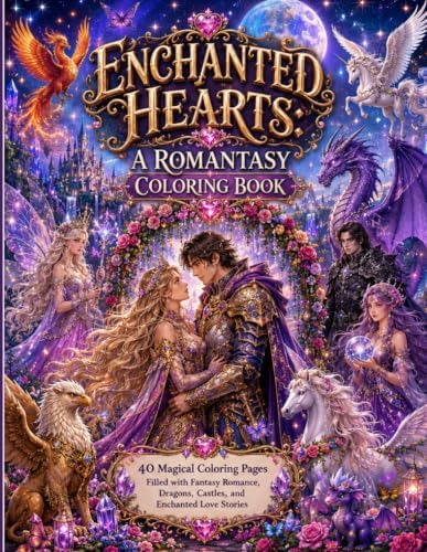 Enchanted Hearts: A Romantasy Coloring Book: 40 Magical Coloring Pages Filled with Fantasy Romance, Dragons, Castles, and Enchanted Love Stories by Kyle Pierce