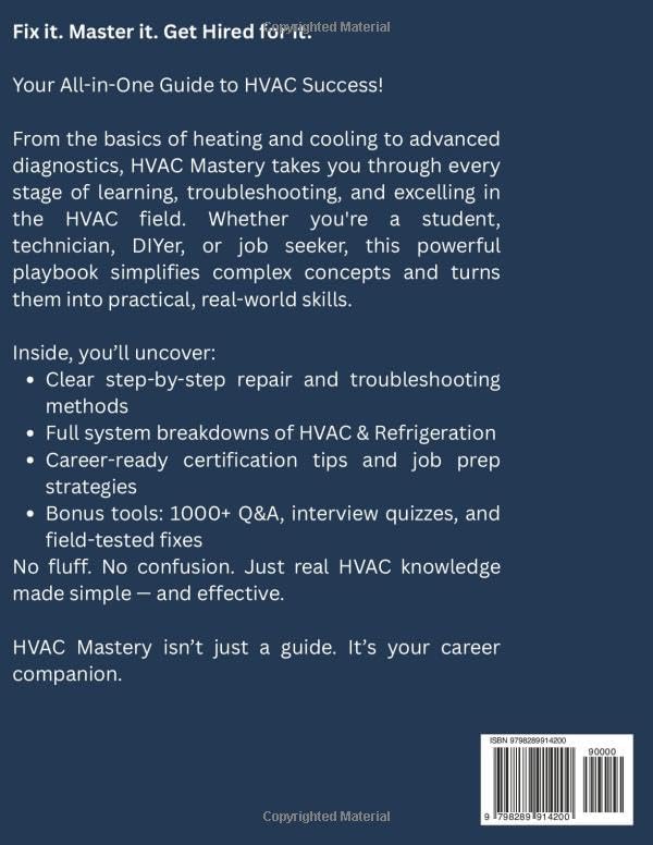 HVAC Mastery: A Complete A to Z Guide from Basics to Advanced Concepts Repairs, Troubleshooting & Career Prep by Hamza Mohamed Ansari