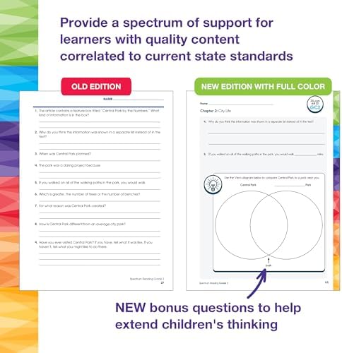 Spectrum Reading 3rd Grade Workbooks, Activity Book Covering Nonfiction and Fiction Passages, Story Structure, Identifying Main and Key Ideas, and more, Classroom or Homeschool Curriculum by Spectrum