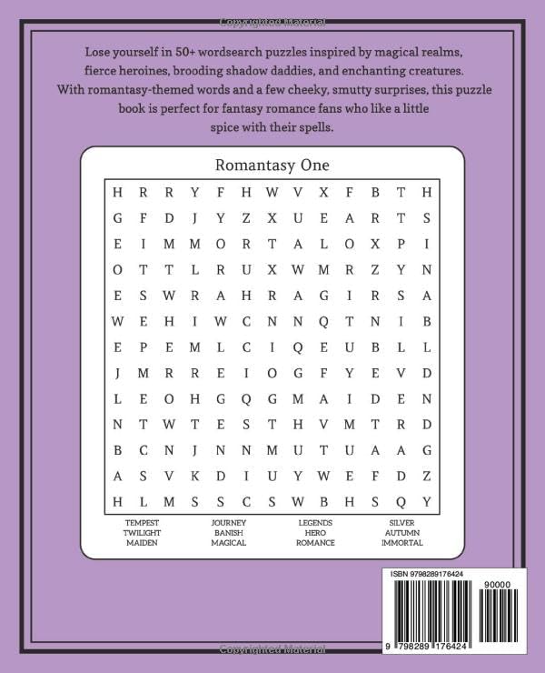 Romantasy Wordsearch Book: 50+ Puzzles - Fantasy & Romance Themed – A Steamy Search Adventure by Kaika Stationery