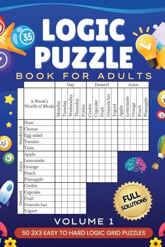 Logic Puzzle Book for Adults Volume 1: 50 Easy to Hard Logic Grid Puzzles - The Real Brain Challenge by Feline Puzzles Press