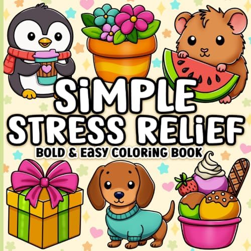 Bold and Easy Coloring Book: Simple Stress Relief Large Print Designs for Adults, Seniors & Beginners by BJB Publishing