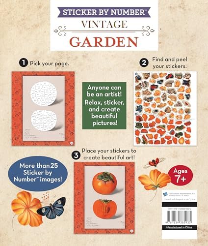 Brain Games - Sticker by Number - Vintage: Garden (28 Images to Sticker) by Publications International Ltd.