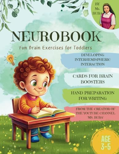 NeuroBook For Kids Ages 3-5 Preschool Learning Toddler Activities: Fun Brain Exercises for Toddlers - Educational Learning Materials - Cards for Brain ... for Writing - Children Birthday Gifts by Ms Buba Education