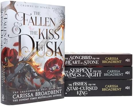 Crowns of Nyaxia Series By Carissa Broadbent 4 Books Set (The Fallen and the Kiss of Dusk [Hardback], Serpent and the Wings of Night, Ashes and the Star Cursed King & Songbird Heart of Stone) by Carissa Broadbent