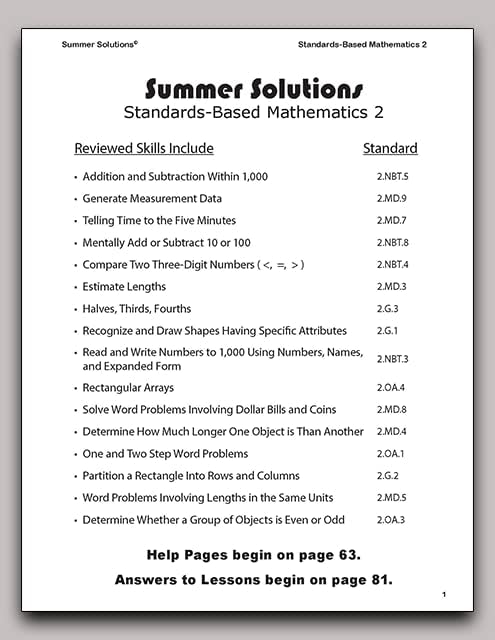 Summer Solutions Standards-Based Mathematics Level 2 by SUMMER SOLUTIONS. MINUTES A DAY - MASTERY FOR A LIFETIME!