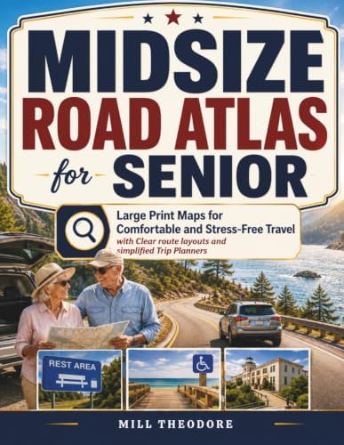 Midsize Road Atlas for Seniors: Large Print Maps for Comfortable and Stress-Free Travel with Clear Route Layouts and Simplified Trip Planners by Mill Theodore