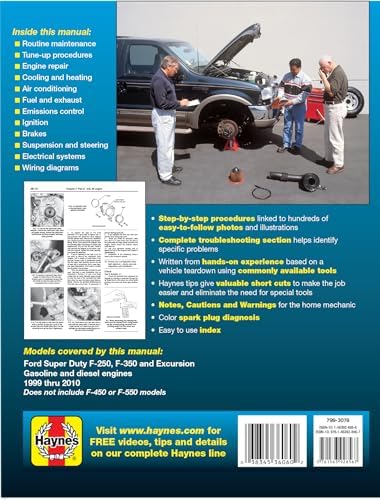 Ford Super Duty F-250 & F-350 Pick-ups 1999 thru 2010 and Excursion 2000 thru 2005 Haynes Repair Manual: Based on complete teardown and rebuild by J.J. Haynes