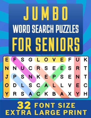 Jumbo Word Search Puzzles for Seniors: 32 Font Size Extra Large Print. 50 Themed Word Search with Solutions & Very Big Letters. by PiElle Publishing