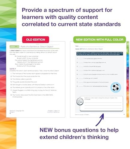 Spectrum Language Arts 4th Grade Workbooks, ELA Books for Kids Ages 9-10 Covering Parts of Speech, Vocabulary, English Grammar, Sentence Structure, and More, Classroom or Homeschool Curriculum by Spectrum