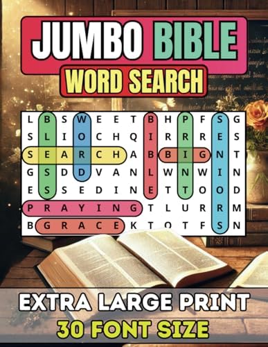 Jumbo Bible Word Search for Seniors and Adults: Extra Large Print Christian Puzzle Book | 50 Easy-to-Read Stress Relief Word Find Puzzles with Biblical Verses from Scripture by Happytude Press