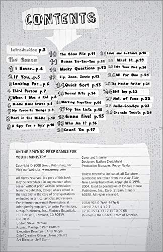 On the Spot, No-Prep Games for Youth Ministry by Group Publishing