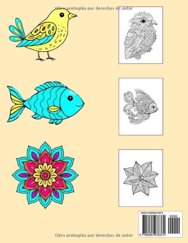 El Mandala Natural: Libro de Colorear para Adultos: Encuentra Serenidad en la Belleza de las Flores, las Aves y los Peces (Spanish Edition) by Rayssa Sun