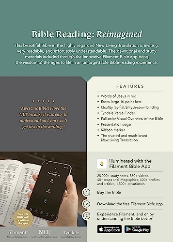 NLT Super Giant Print Bible, Filament Enabled (Genuine Leather, Brown, Indexed) by New Living Translation