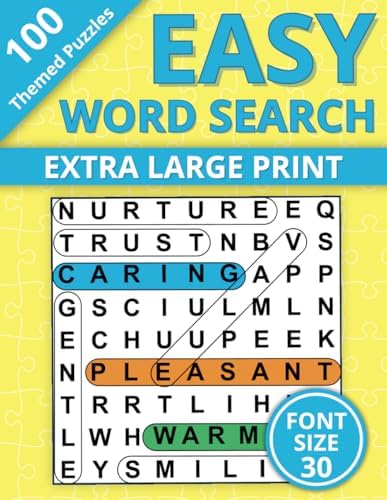 Extra Large Print Word Search: Easy Word Find Book For Seniors & Adults; 100 Themed Puzzles With Very Big Letters (Jumbo 30 Pt Font Size) - Anti Eye ... Letters (30 Font Size) To Have Fun And Relax) by Happytude Press