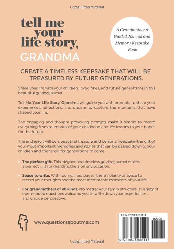 Tell Me Your Life Story, Grandma: A Grandmother’s Guided Journal and Memory Keepsake Book (Tell Me Your Life Story® Series Books) by Questions About Me