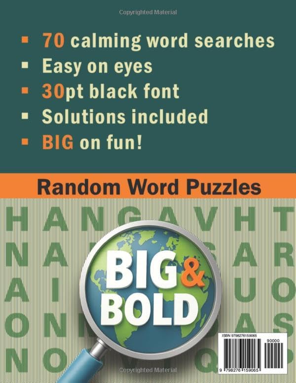Big & Bold Extra Large Print Word Search — Random Words (Book 2): 70 Easy-to-Read Puzzles • 30pt Black Font for Seniors & Adults (Big & Bold Word ... Books for Adults & Seniors (30pt Black Font)) by Lex Austen