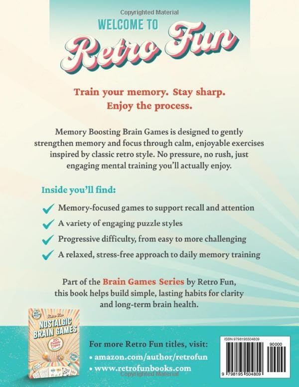 Retro Fun Memory Boosting Brain Games for Seniors & Adults: Large Print Puzzle & Activity Book to Strengthen Recall & Focus at Any Age with a Variety of Word & Visual Games by Retro Fun
